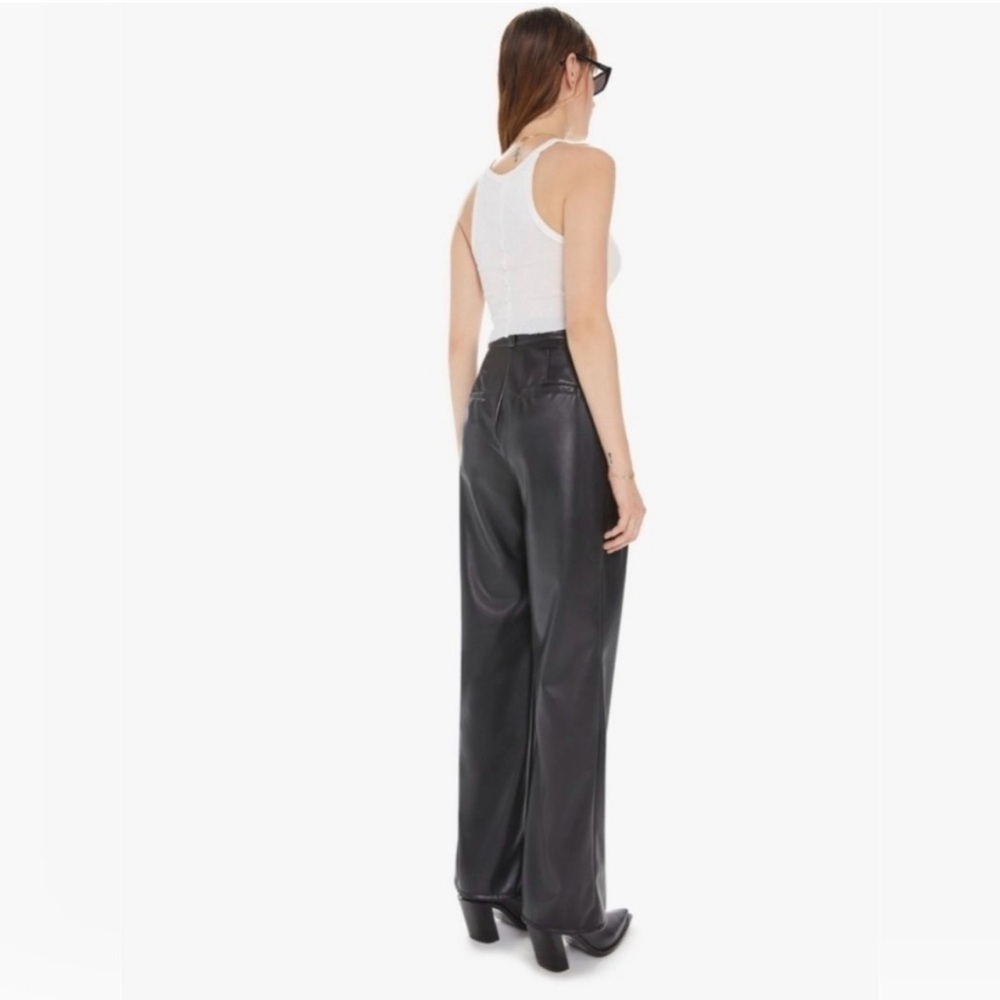 MOTHER High Waisted Tunnel Vision Pleated Prep Sneak Feaux Leather Pants Size 27 - Picture 5 of 14